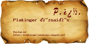 Plakinger Ézsaiás névjegykártya